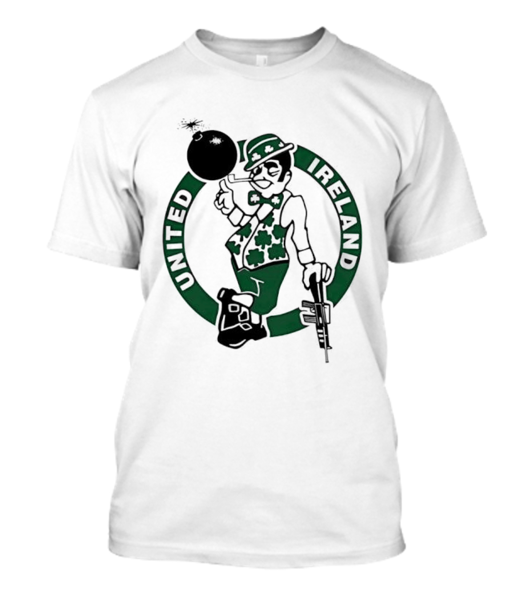 Boston Celtics United Ireland Mascot Holding Traditional T-Shirt