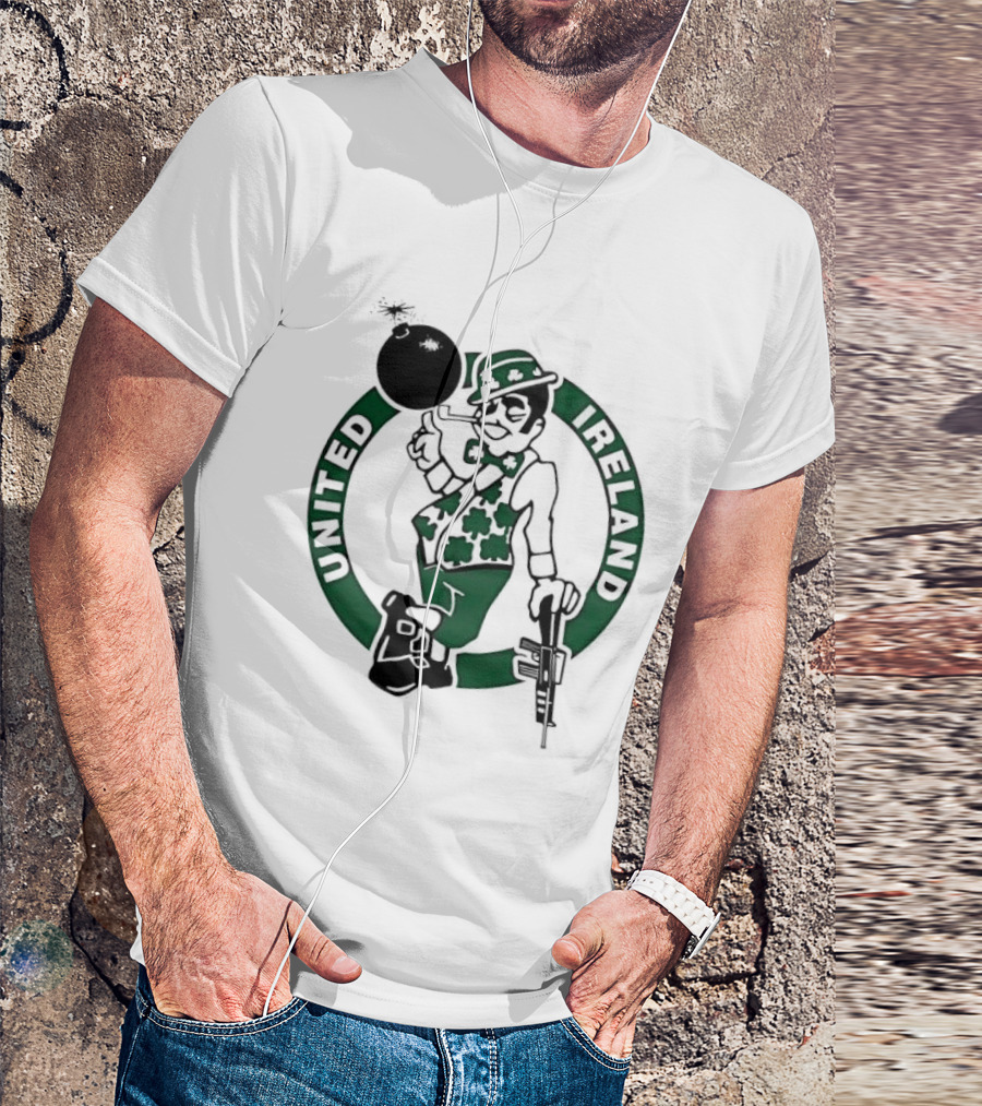 Boston Celtics United Ireland Mascot Holding Traditional T-Shirt