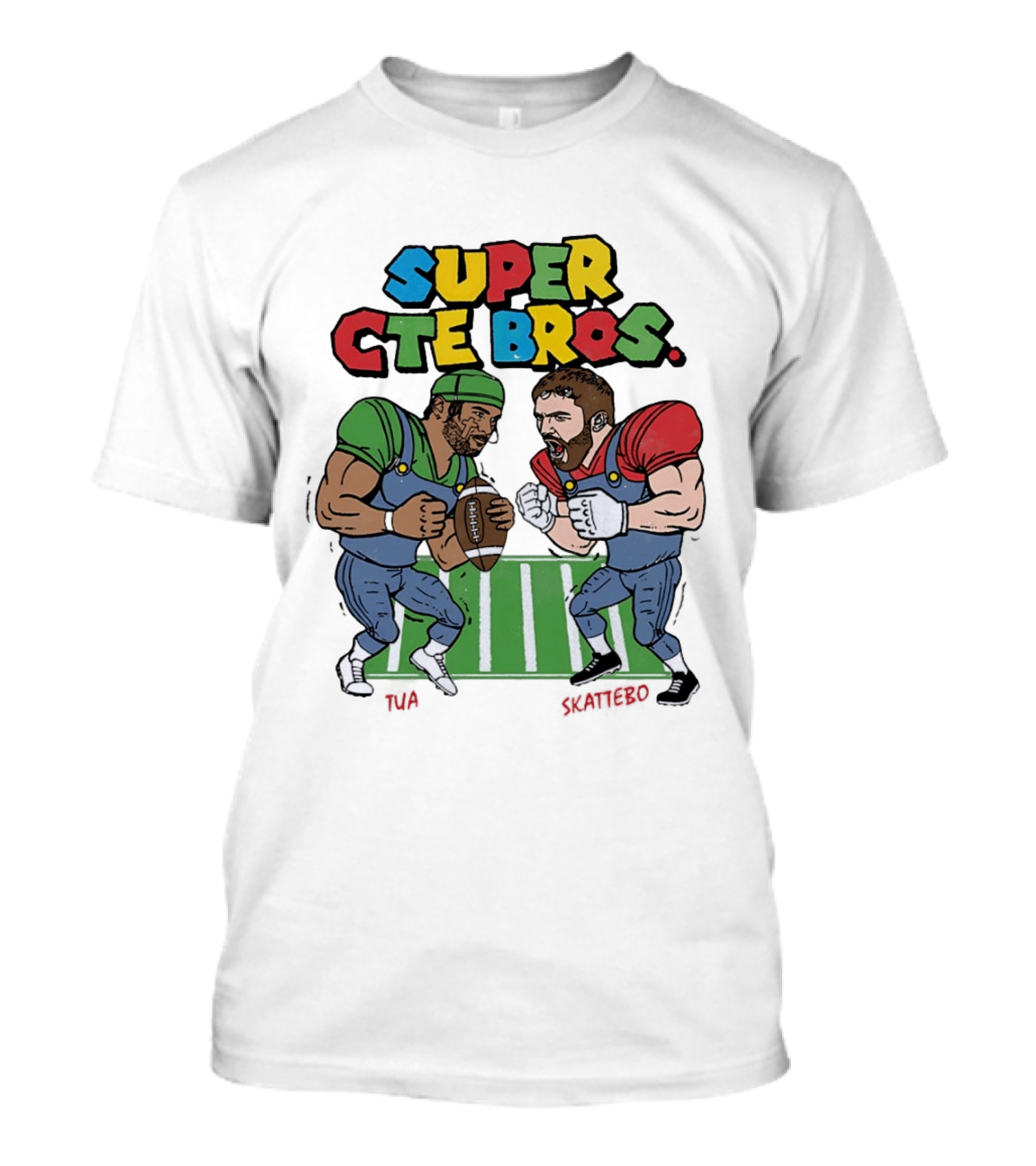 Super Cte Bros Tua Skattebo Cartoon Football Showdown T-Shirt