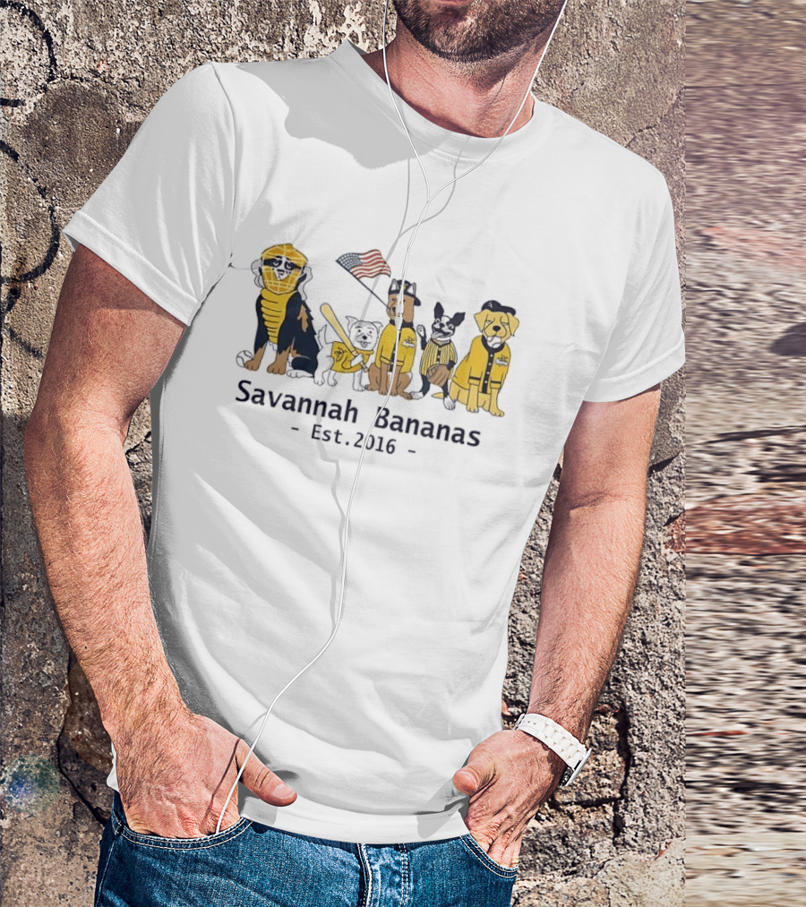 Savannah Bananas Est 2016 Dogs With Baseball And American Flag T-Shirt