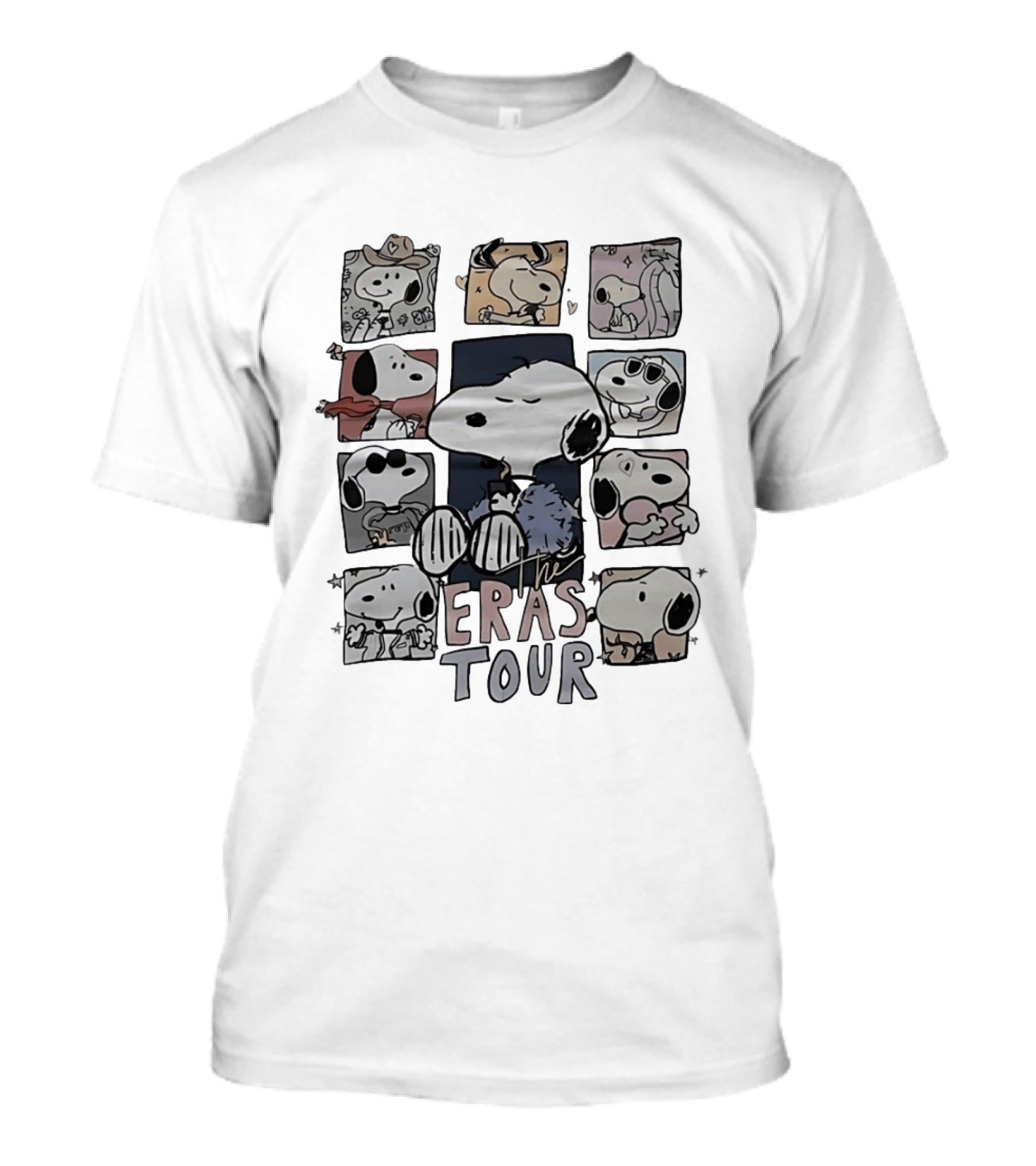 Snoopy The Eras Tour Peanuts Cartoon Characters Compilation T-Shirt