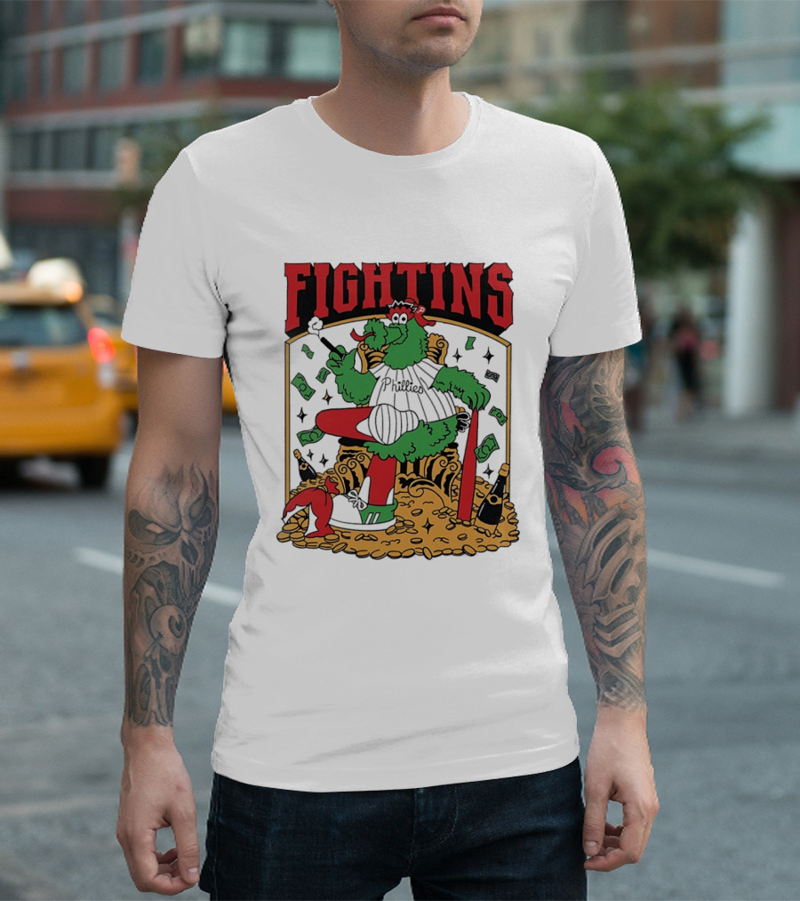 Fightins Philadelphia Phillies Phanatic Mascot Baseball Money And Champagne T-Shirt