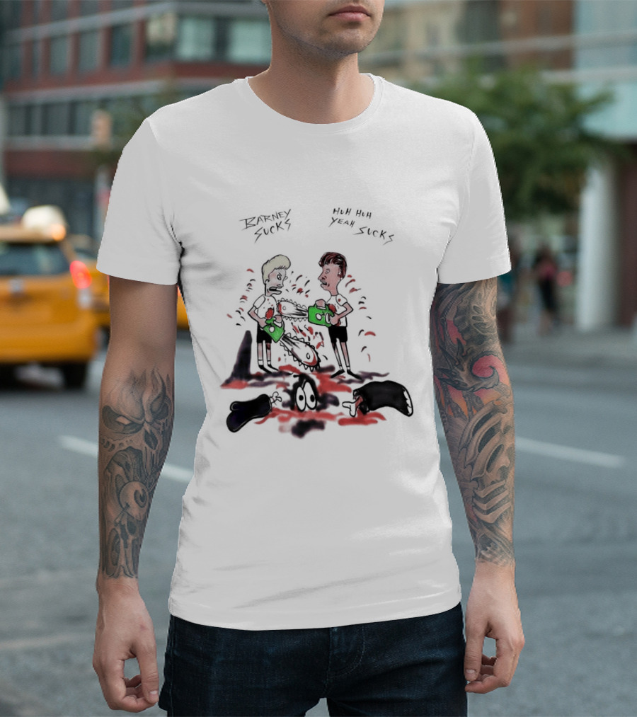 Barney Sucks Yeah Sucks Beavis And Butt Head MTV Cartoon T-Shirt