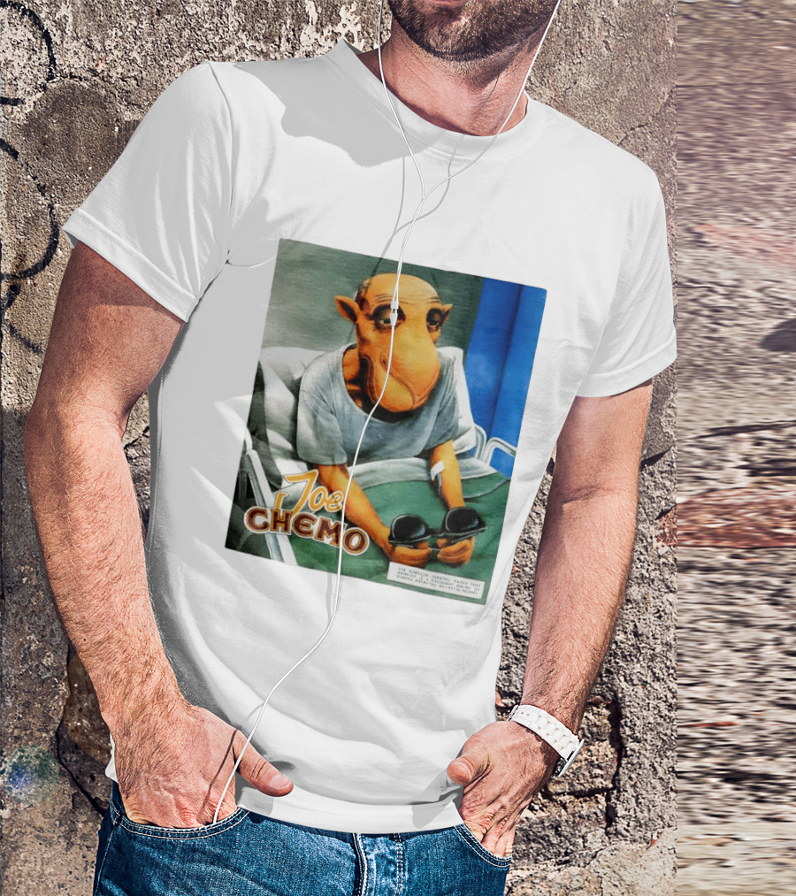 Joe Chemo Hospital Gown Character In Bed Holding Sunglasses T-Shirt