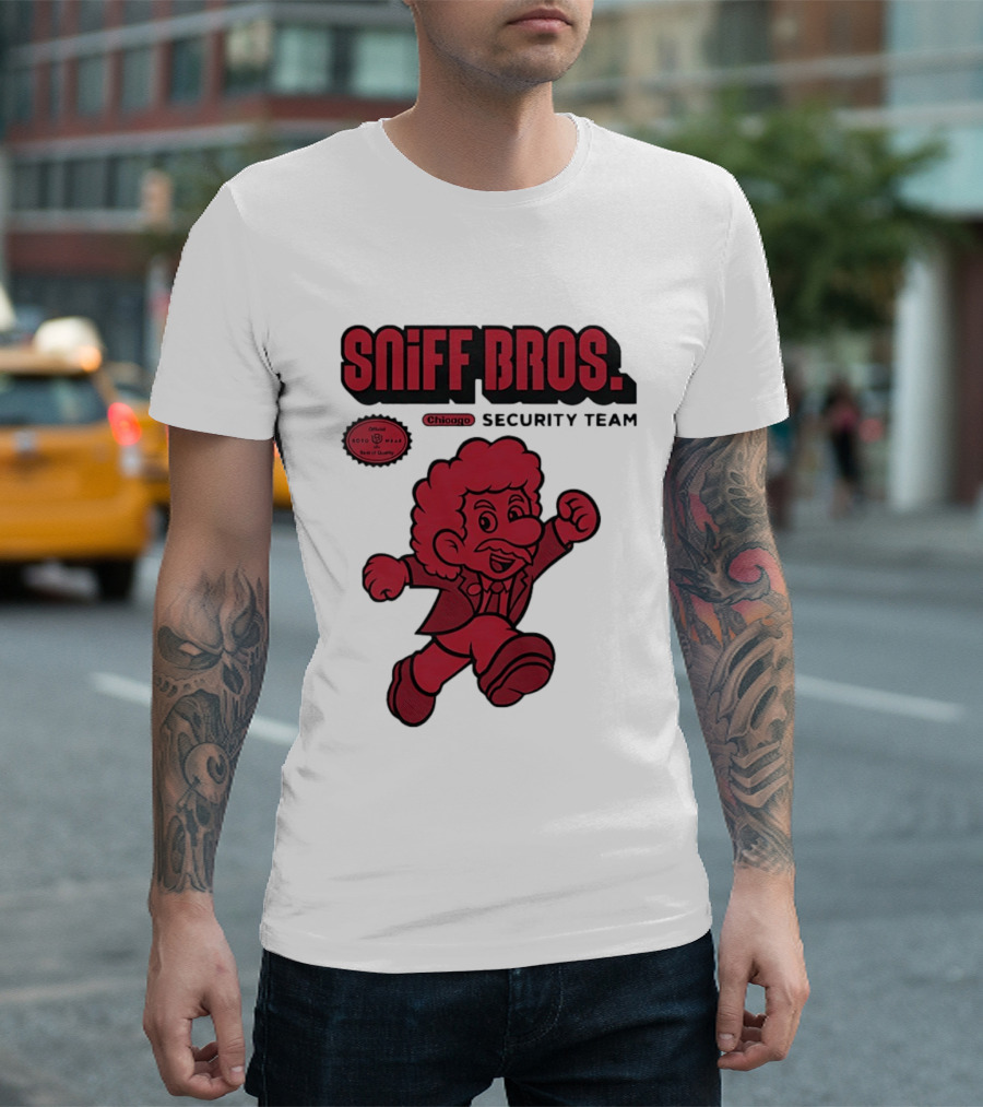 Sniff Bros Chicago Security Team Retro Style Character Official Quality Seal T-Shirt