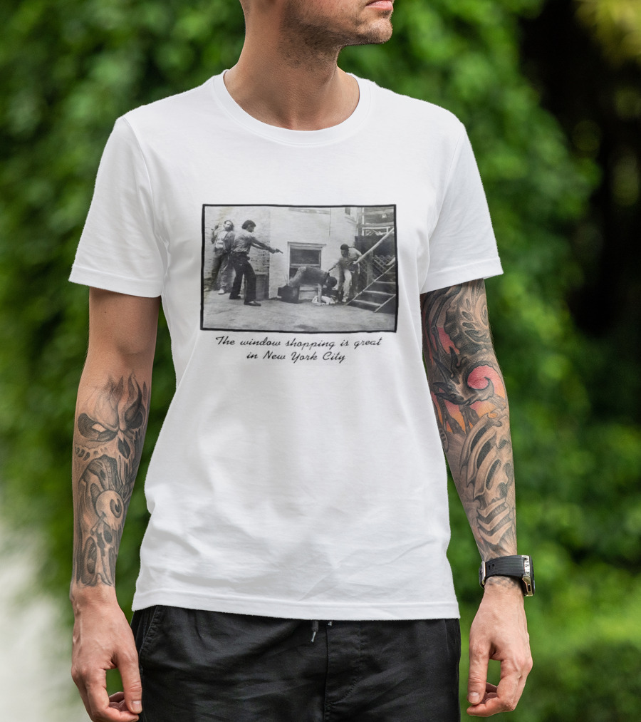 New York City Vintage Scene: Satirical Take On Urban Window Shopping T-Shirt