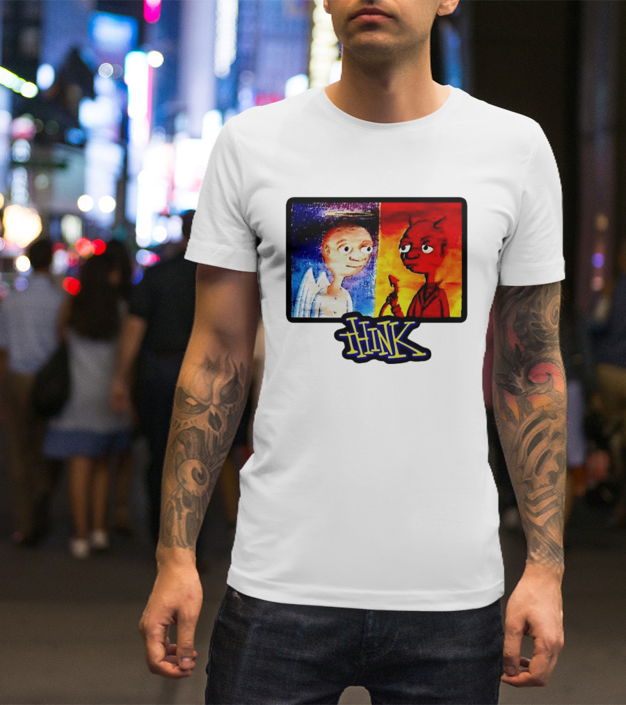 90s Classic Think Angel Vs Devil Cartoon TV Skateboard T-Shirt