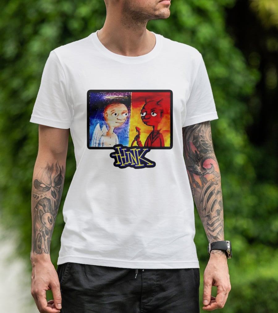 90s Classic Think Angel Vs Devil Cartoon TV Skateboard T-Shirt