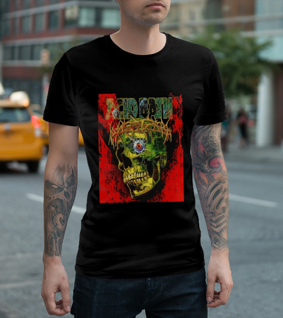 Acid Bath Skull Crown Of Thorns Red T-Shirt