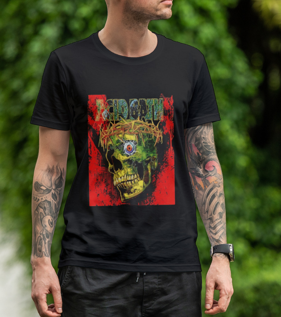 Acid Bath Skull Crown Of Thorns Red T-Shirt