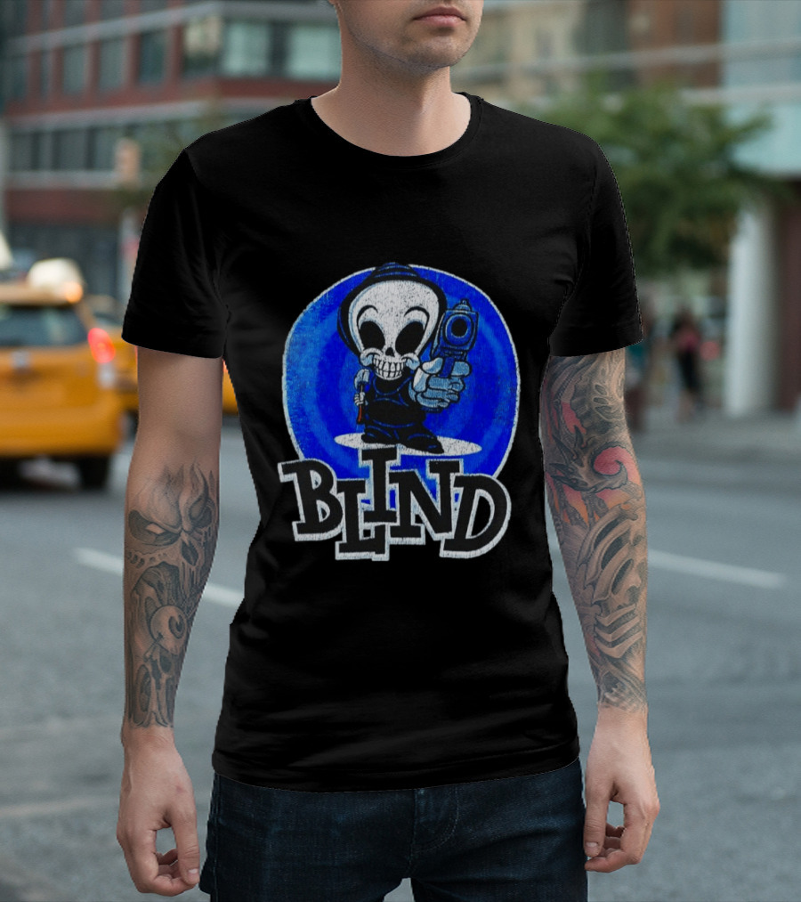 Blind Skateboards Grim Reaper Blue Circle 1990s T-Shirt