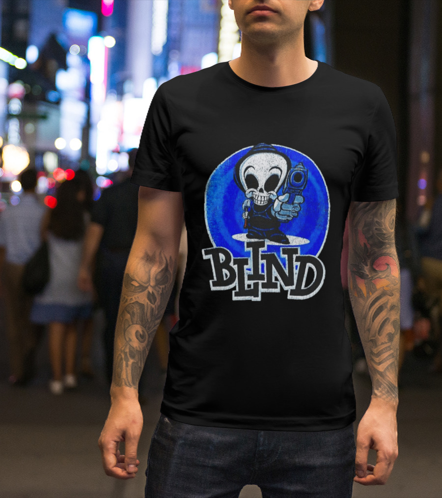 Blind Skateboards Grim Reaper Blue Circle 1990s T-Shirt