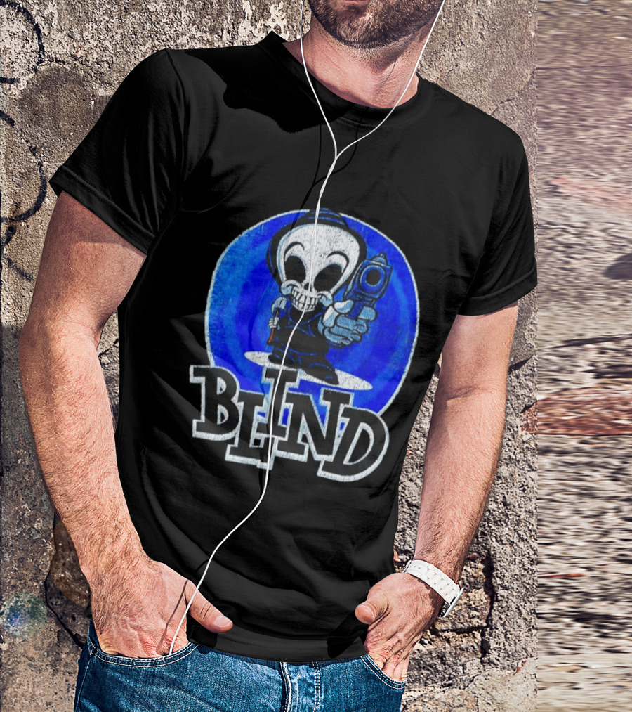 Blind Skateboards Grim Reaper Blue Circle 1990s T-Shirt