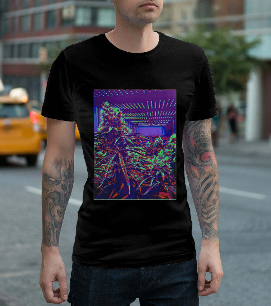 Plant Life By Wicked High Society Neon Cannabis Indoor Garden Purple LED Glow T-Shirt