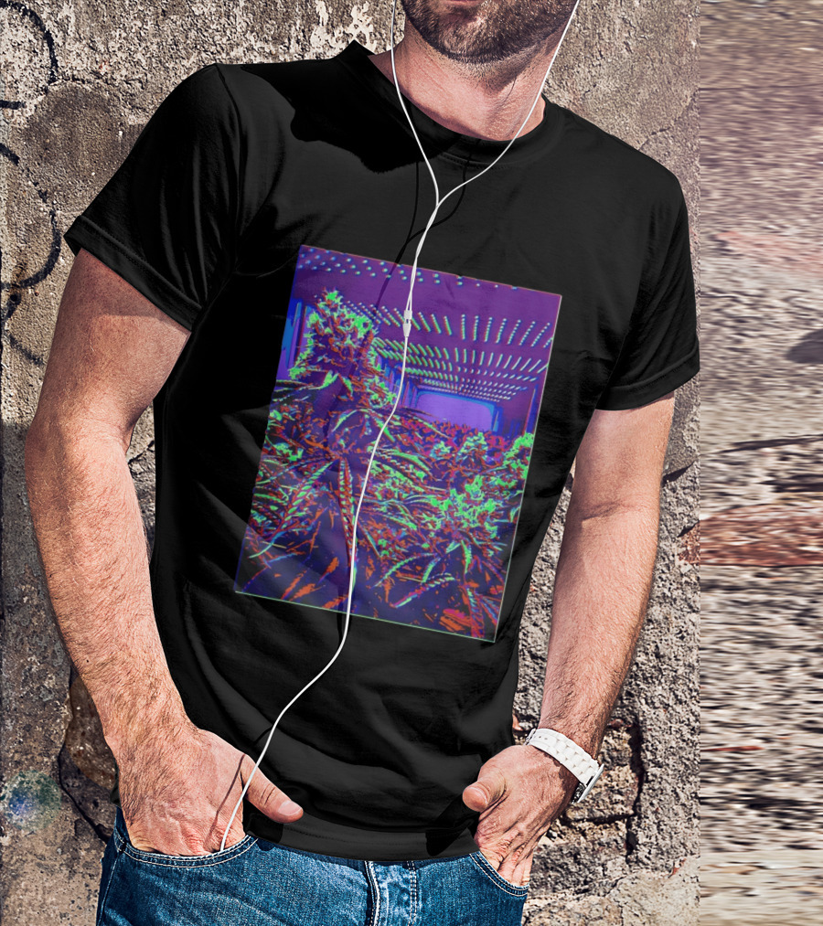 Plant Life By Wicked High Society Neon Cannabis Indoor Garden Purple LED Glow T-Shirt