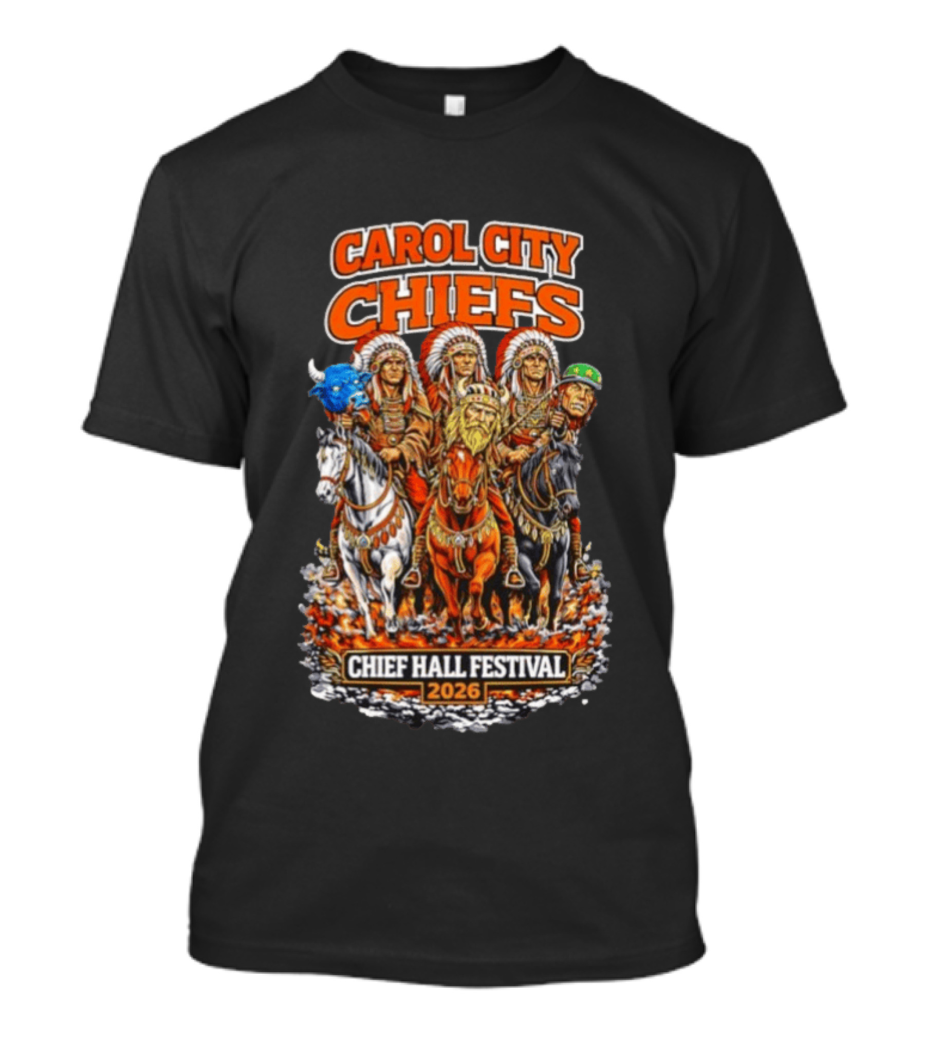 Carol City Chiefs Chief Hall Festival 2026 Native American Warriors Riding Horses T-Shirt