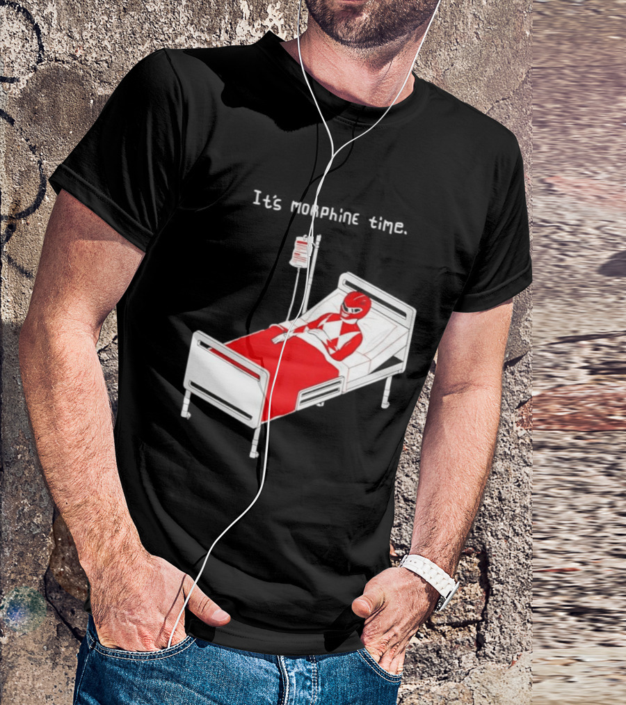Red Ranger It's Morphin Time Power Rangers On Hospital Bed Scene T-Shirt