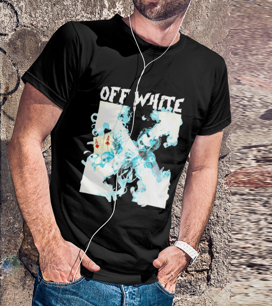 OFF WHITE Joker Blue Flame Ace Cards T-Shirt