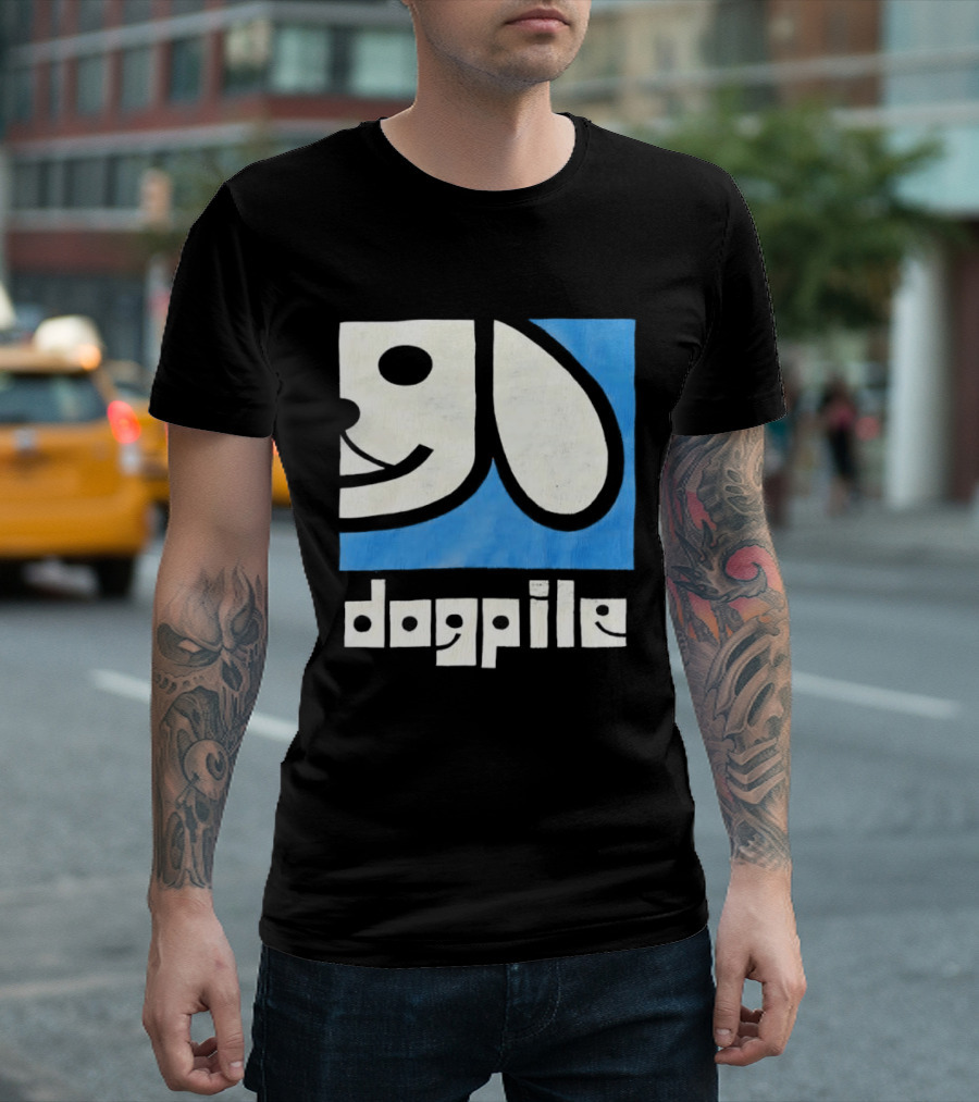 90s Dogpile Logo With Smiling Dog Face T-Shirt
