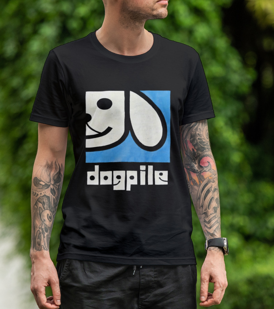 90s Dogpile Logo With Smiling Dog Face T-Shirt
