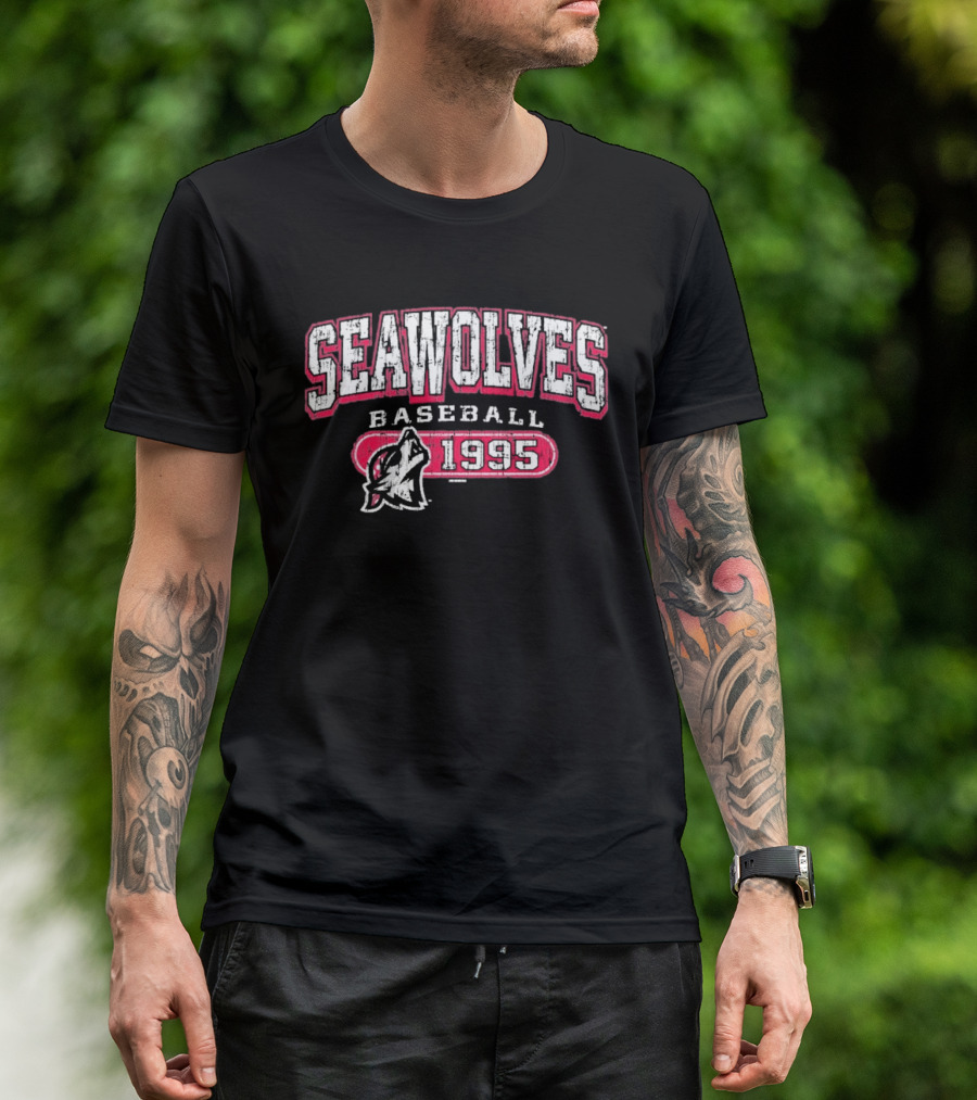 Seawolves Baseball 1995 Erie SeaWolves Wolf Head T-Shirt