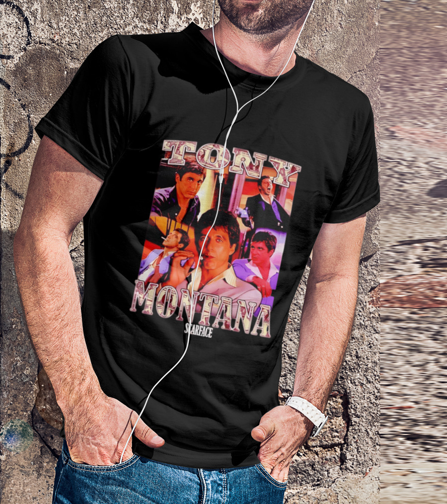 Tony Montana Scarface Movie Collage 80s Film T-Shirt