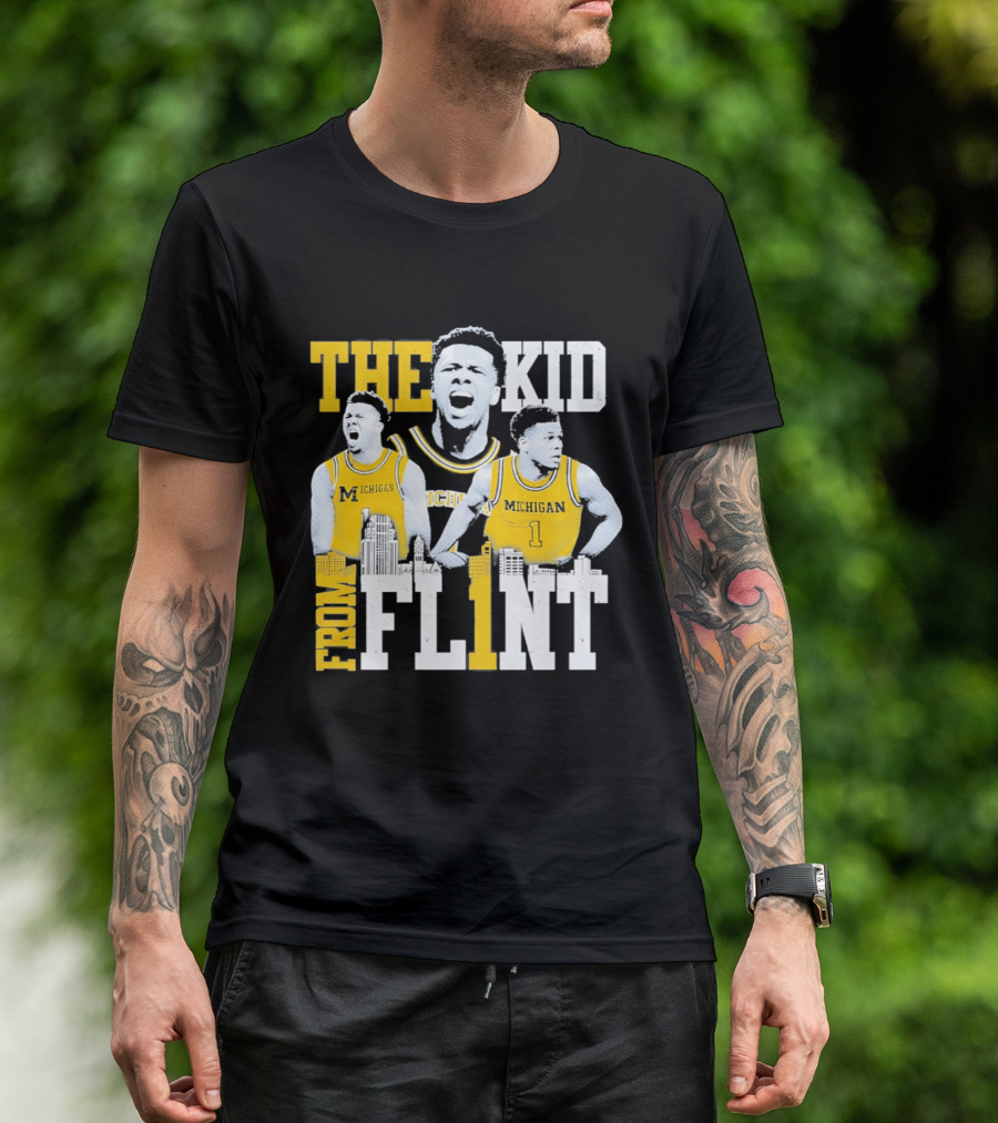The Kid From Flint Trey McKenney Michigan Wolverines Basketball Skyline T-Shirt