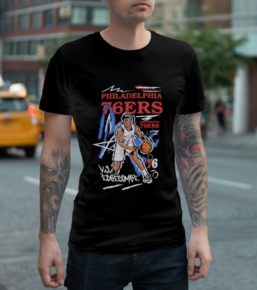 Philadelphia 76ers VJ Edgecombe NBA Player Cartoon 76 T-Shirt
