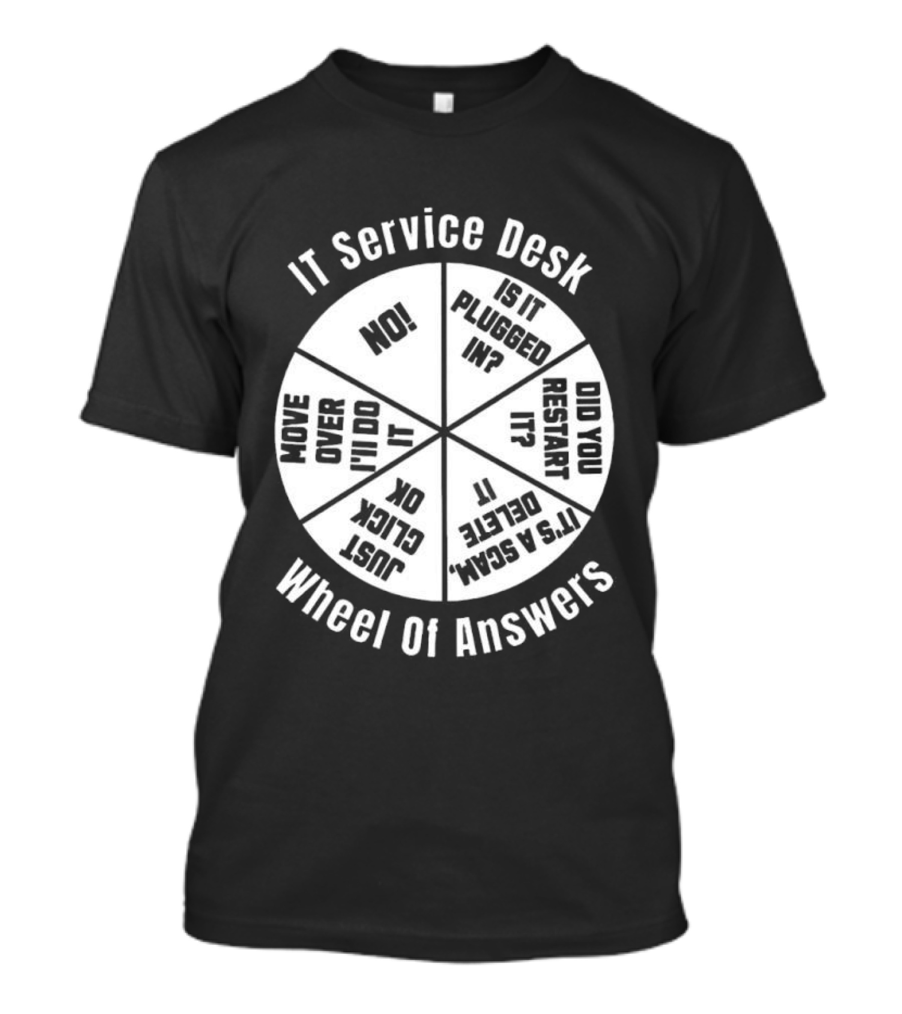 IT Service Desk Wheel Of Answers Funny Tech Support Guide T-Shirt