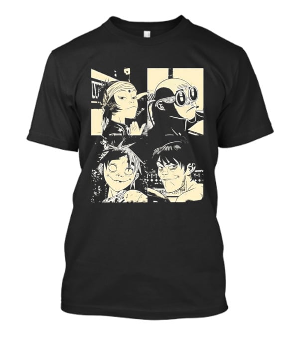 Gorillaz Band Members Cartoon Faces T-Shirt
