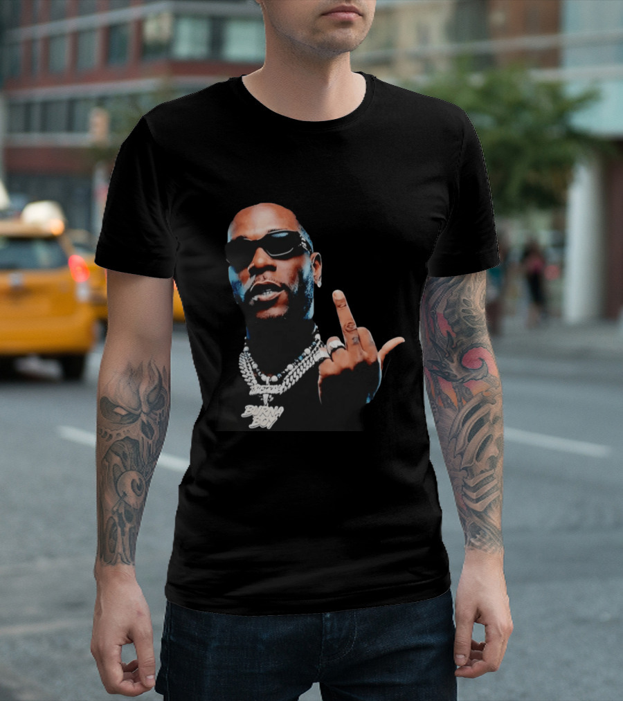 Burna Boy Middle Finger Gesture Bold Jewelry And Sunglasses Look T-Shirt
