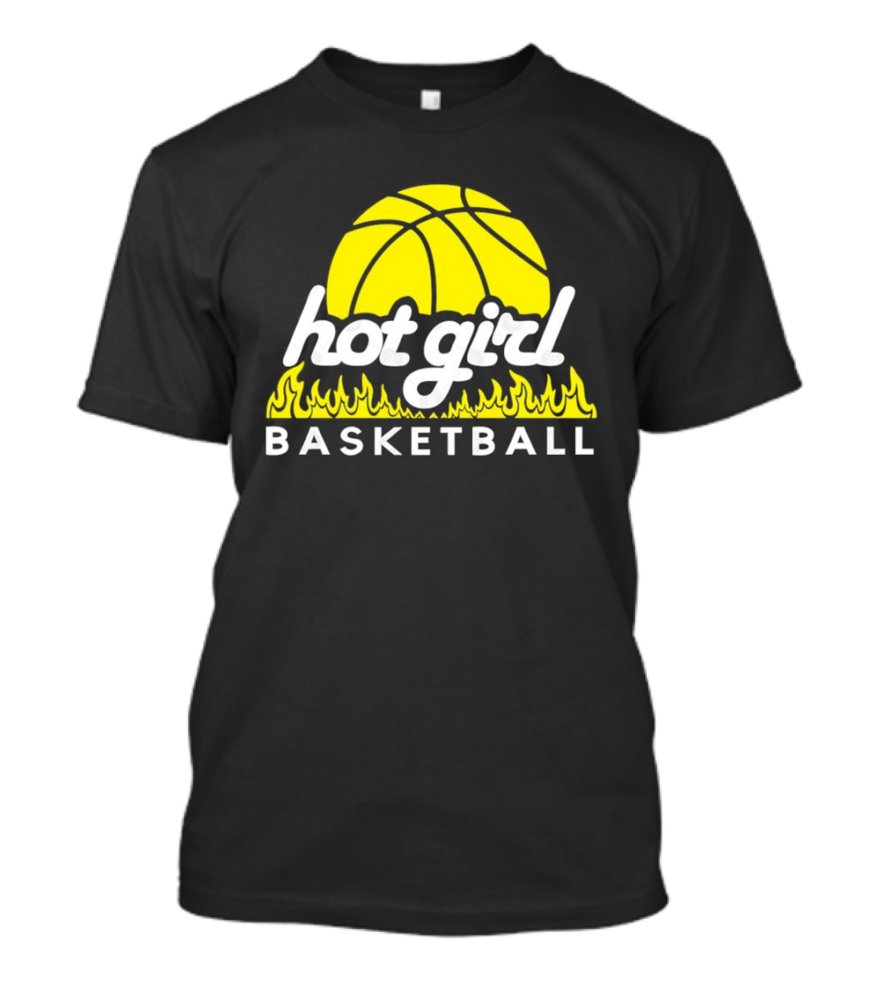 Hot Girl Basketball Fiery Yellow Basketball Flame T-Shirt