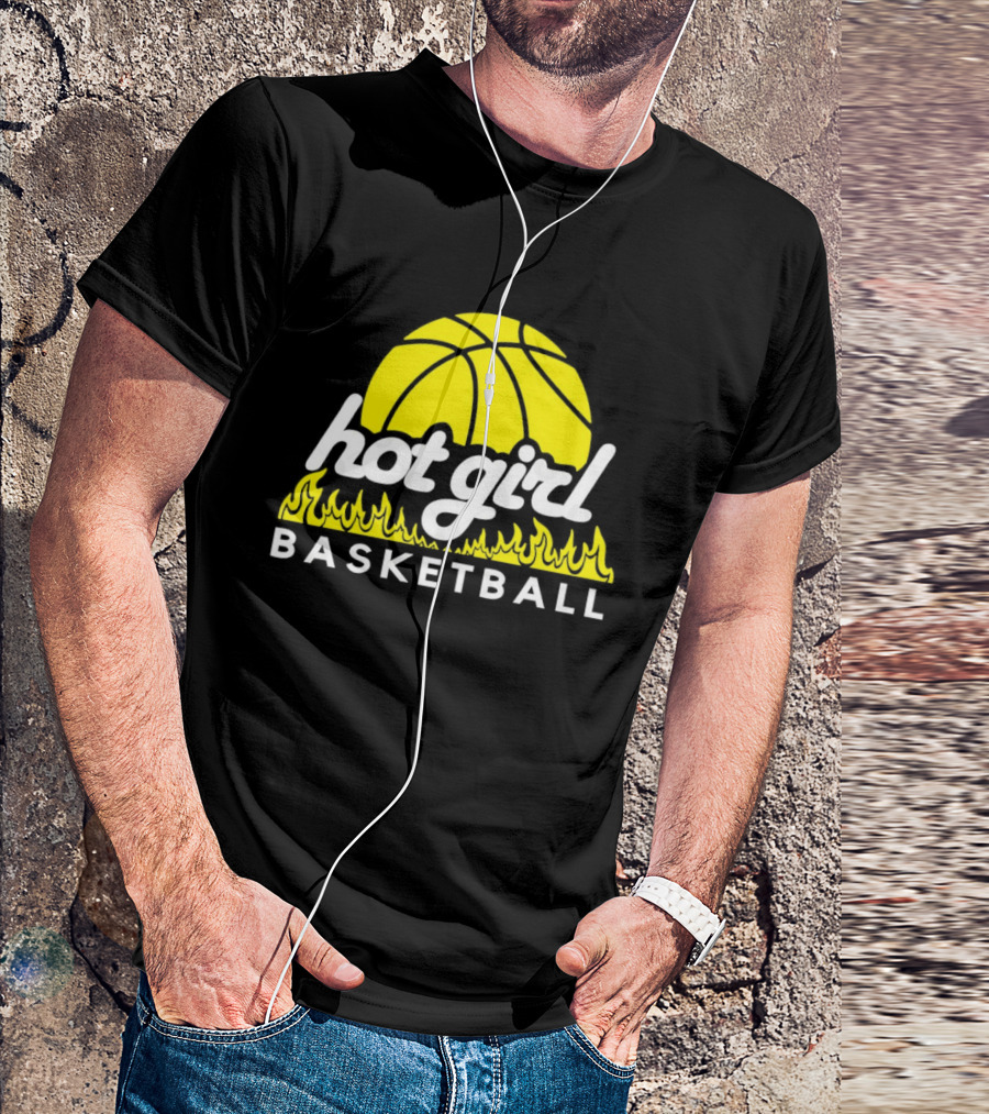 Hot Girl Basketball Fiery Yellow Basketball Flame T-Shirt