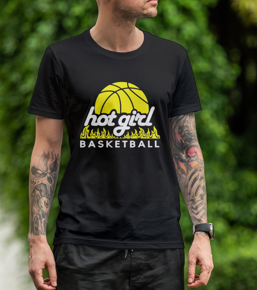 Hot Girl Basketball Fiery Yellow Basketball Flame T-Shirt