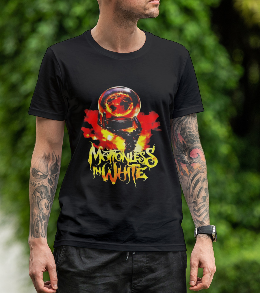 Motionless In White Scoring The End Of The World Gothic Crystal Ball Fiery Hand T-Shirt