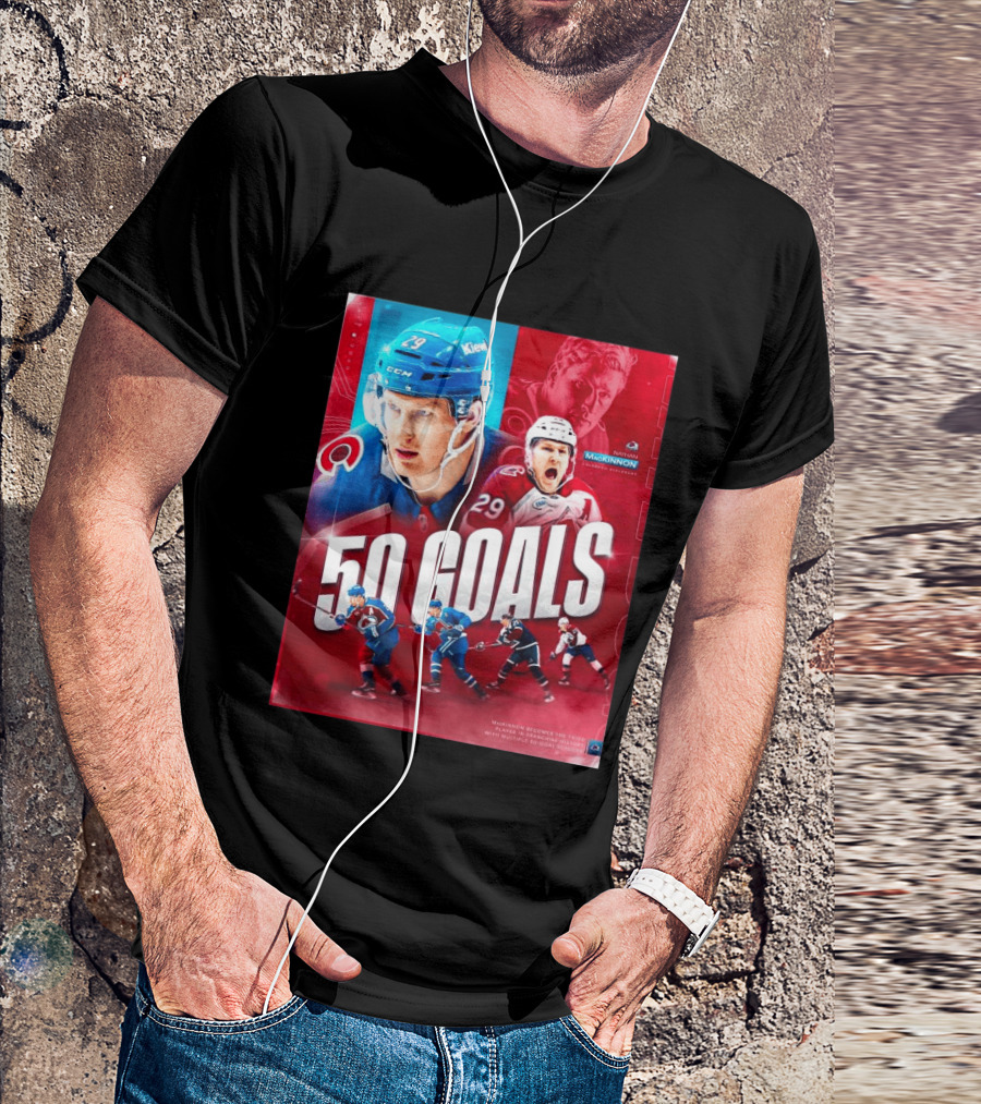 Colorado Avalanche Nathan MacKinnon 50 Goals Achievement NHL Career Milestone T-Shirt