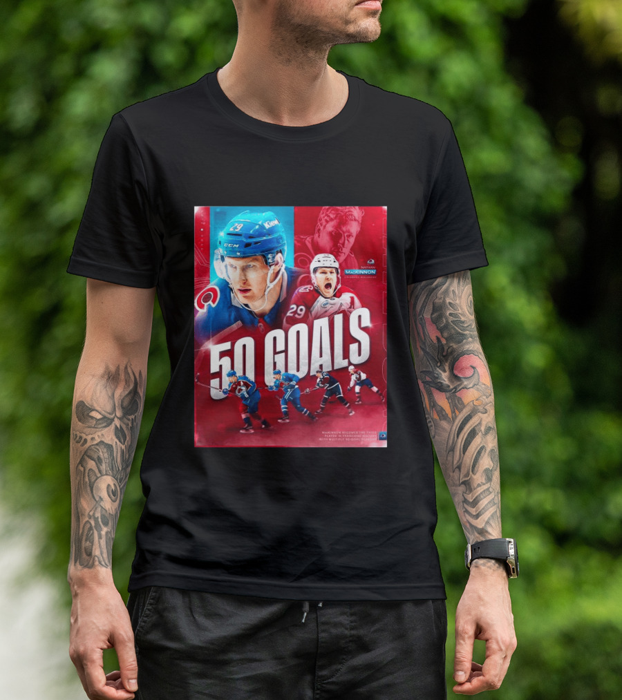 Colorado Avalanche Nathan MacKinnon 50 Goals Achievement NHL Career Milestone T-Shirt