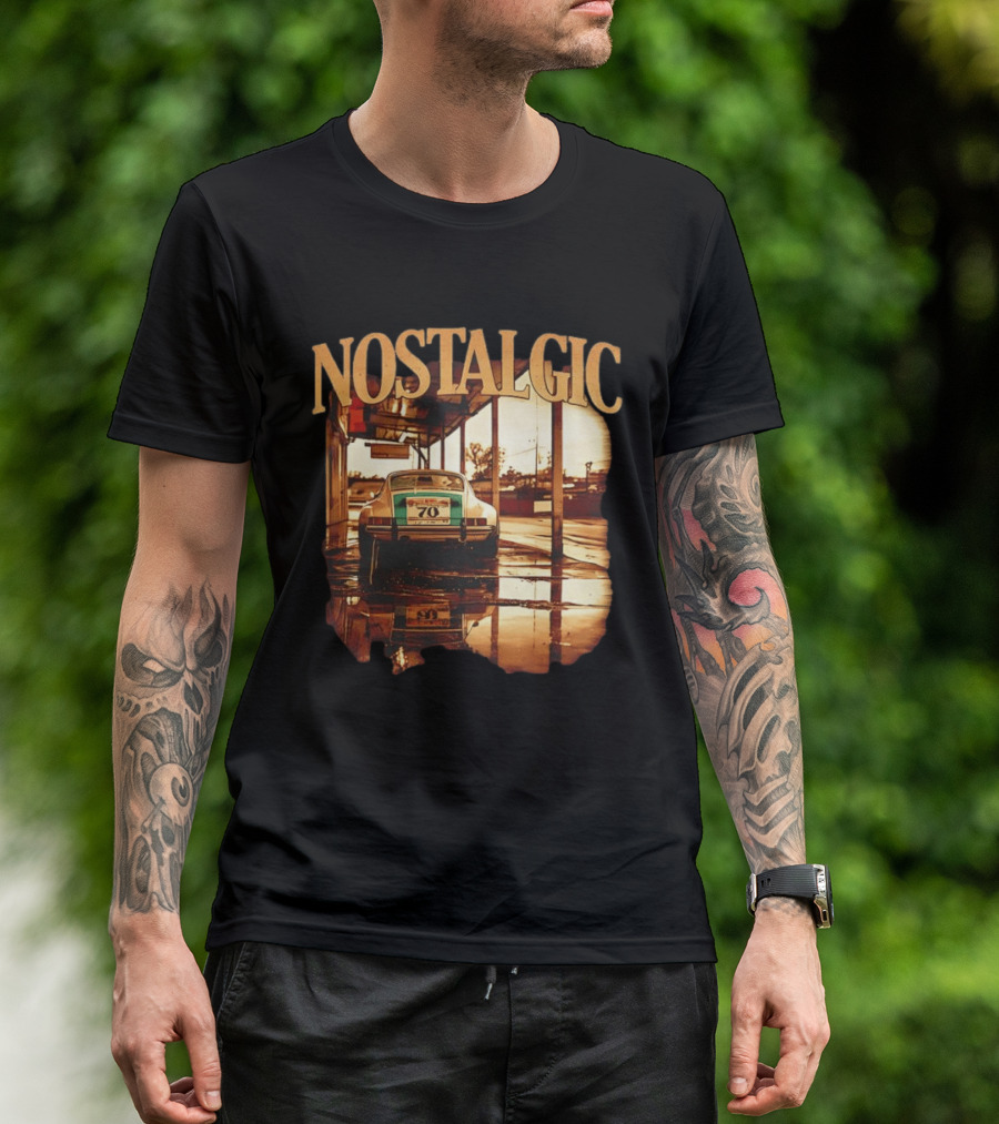 Nostalgic Vintage Car Rear View With Racing Number 70 T-Shirt