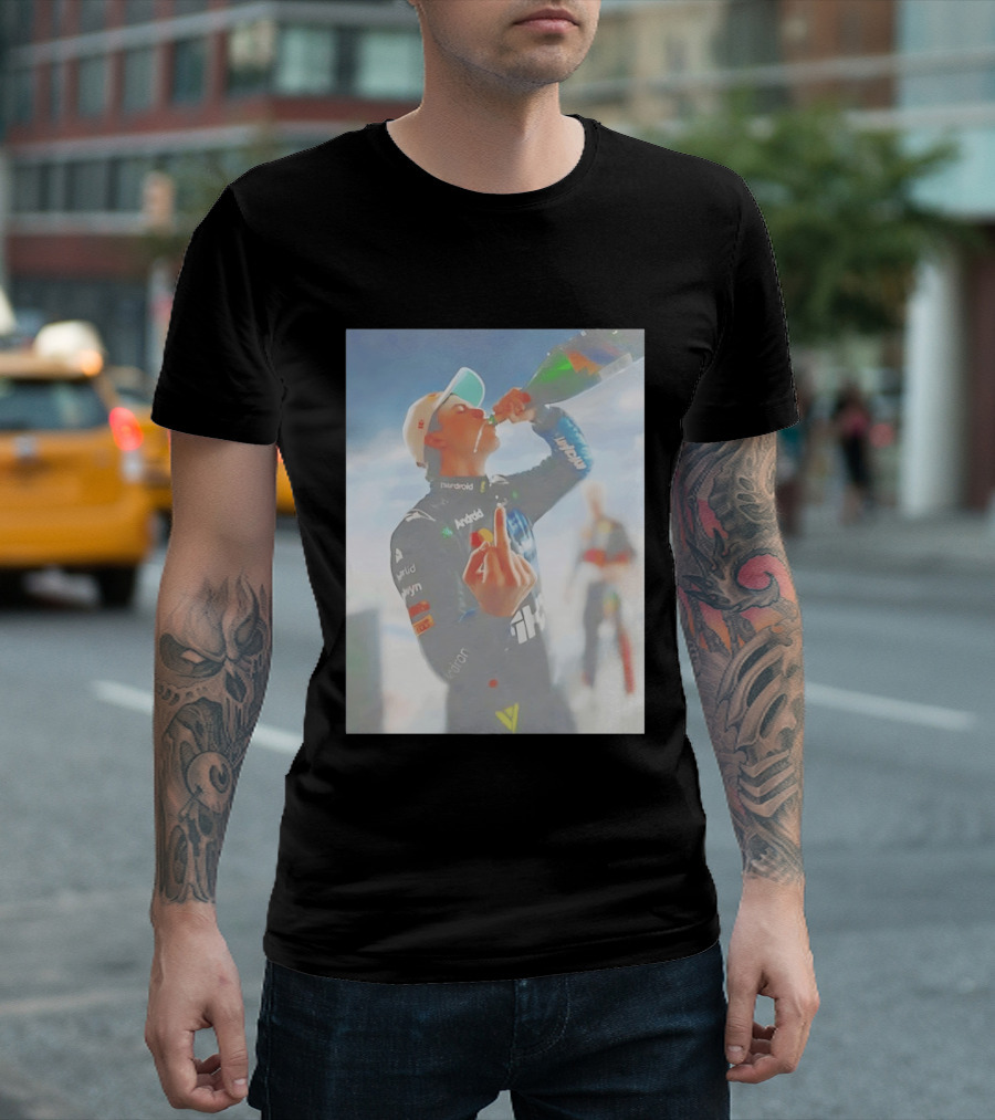 Oscar Piastri 81 Racing Celebration Flipping The Bird Formula One Victory Moment T-Shirt