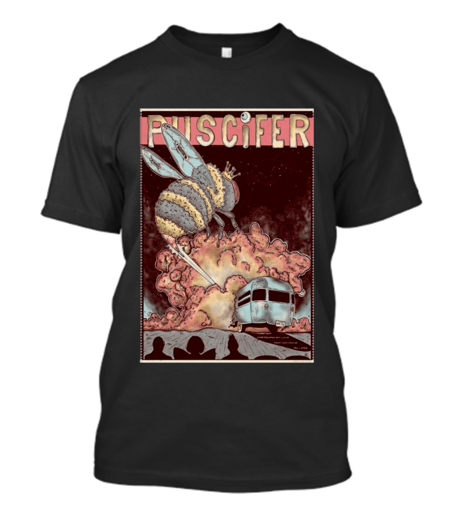 Puscifer Durham Performing Arts Center April 1 2026 Tour With Crowned Bee And Trailer T-Shirt
