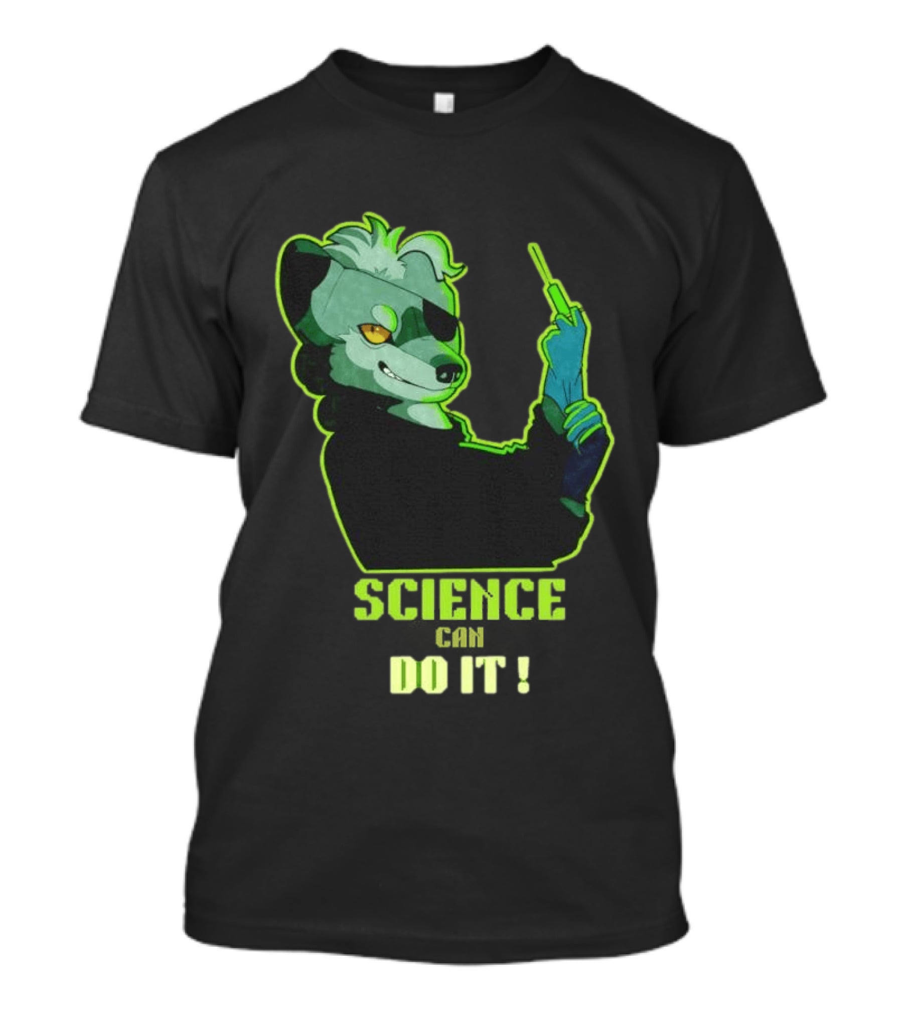 Science Can Do It Cartoon Panda With Test Tube T-Shirt