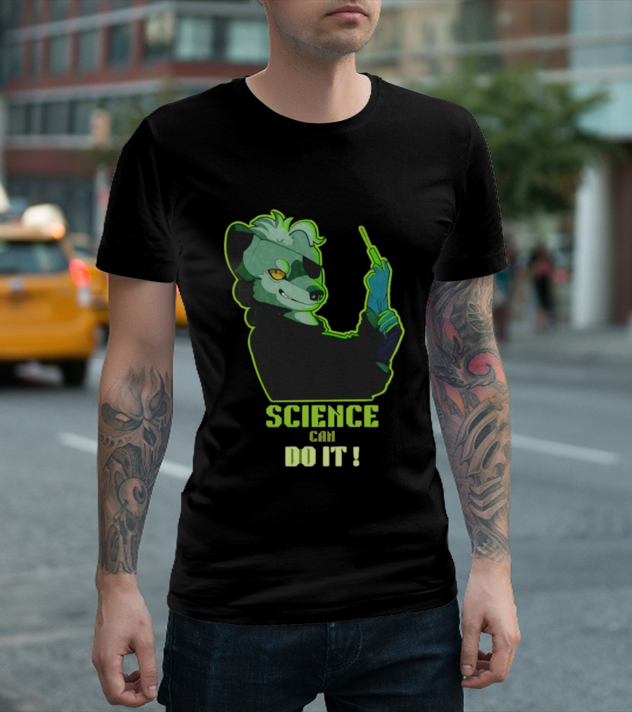 Science Can Do It Cartoon Panda With Test Tube T-Shirt