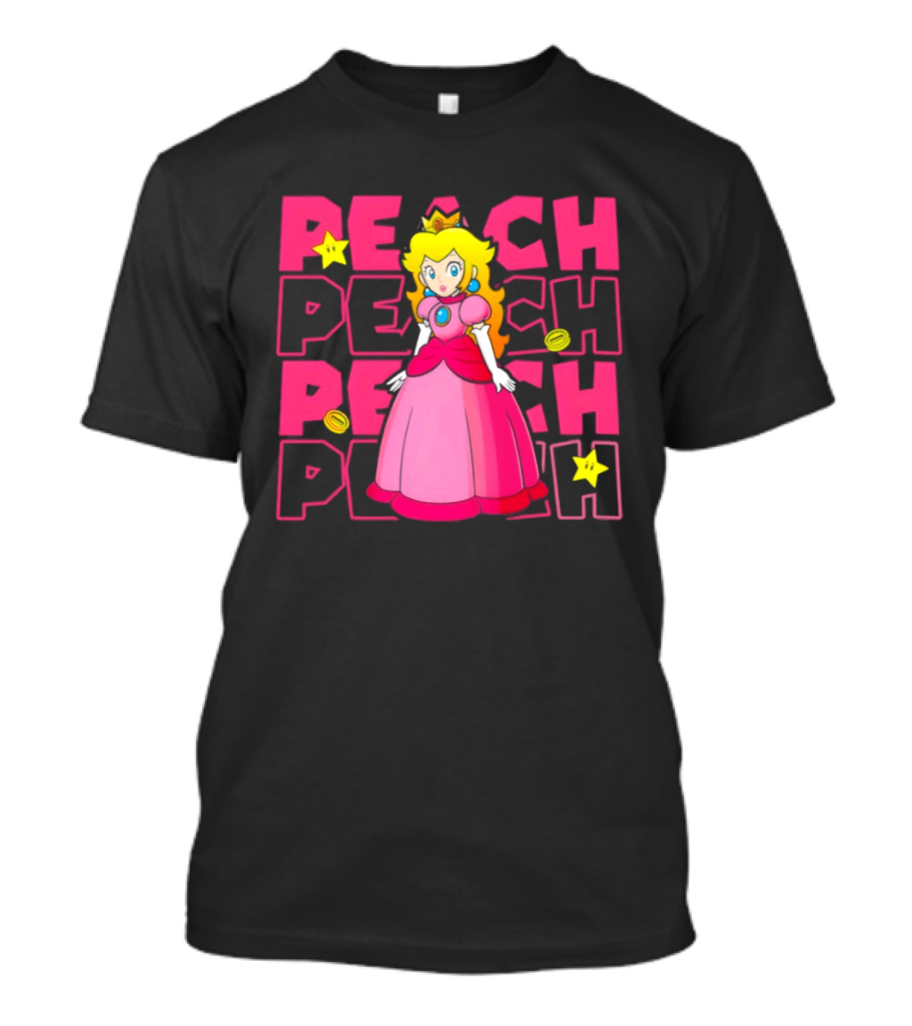 Super Mario Princess Peach With Stars And Coins Retro 1985 Disneyland T-Shirt