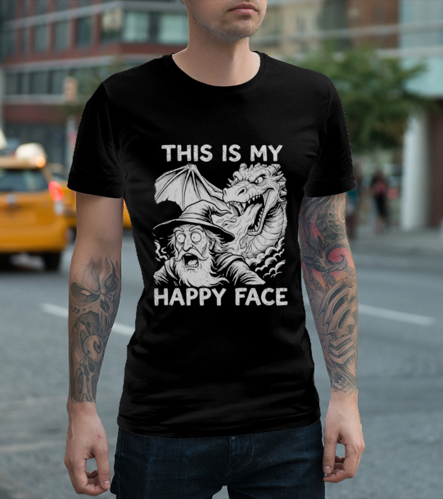 This Is My Happy Face Dungeon Master Dragon Wizard Expression T-Shirt