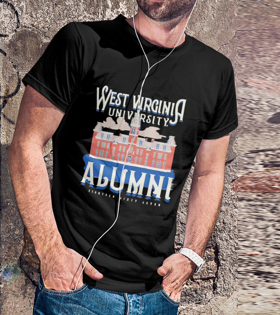 West Virginia University Alumni Eighteen Sixty Seven College Campus Building T-Shirt
