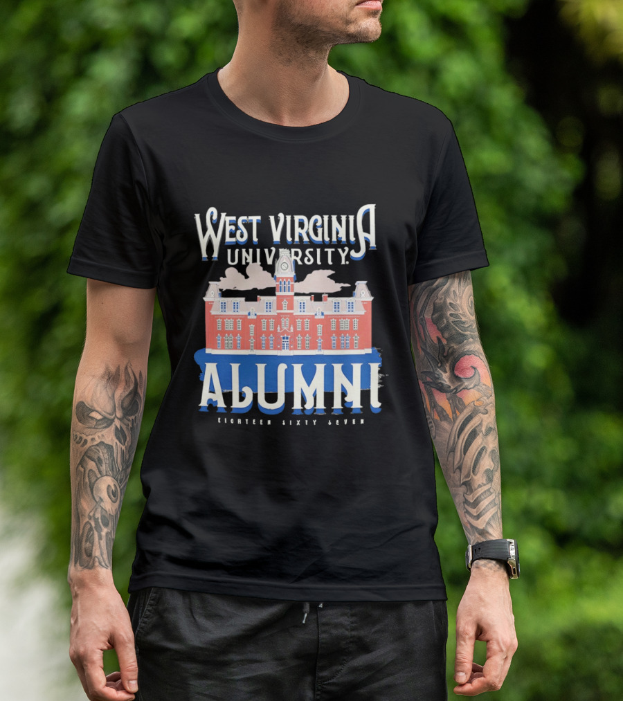 West Virginia University Alumni Eighteen Sixty Seven College Campus Building T-Shirt