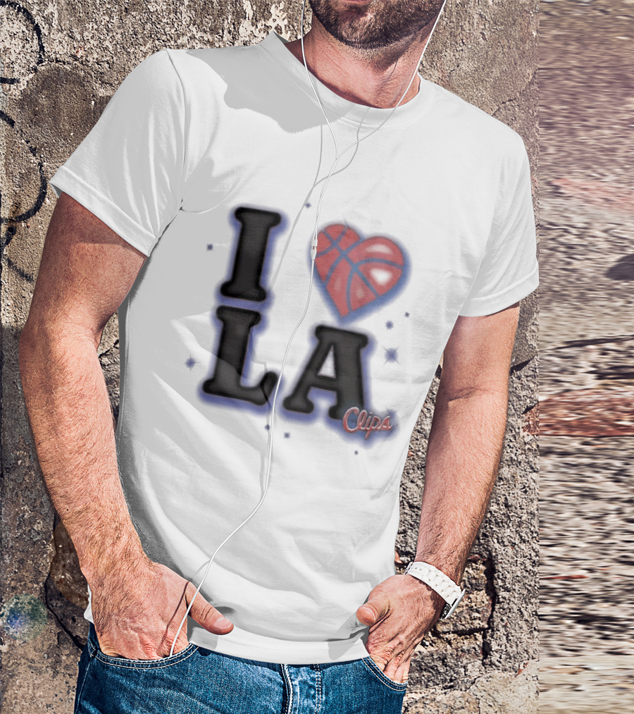 I Love LA Los Angeles Clippers Basketball Heart Logo Clips T-Shirt
