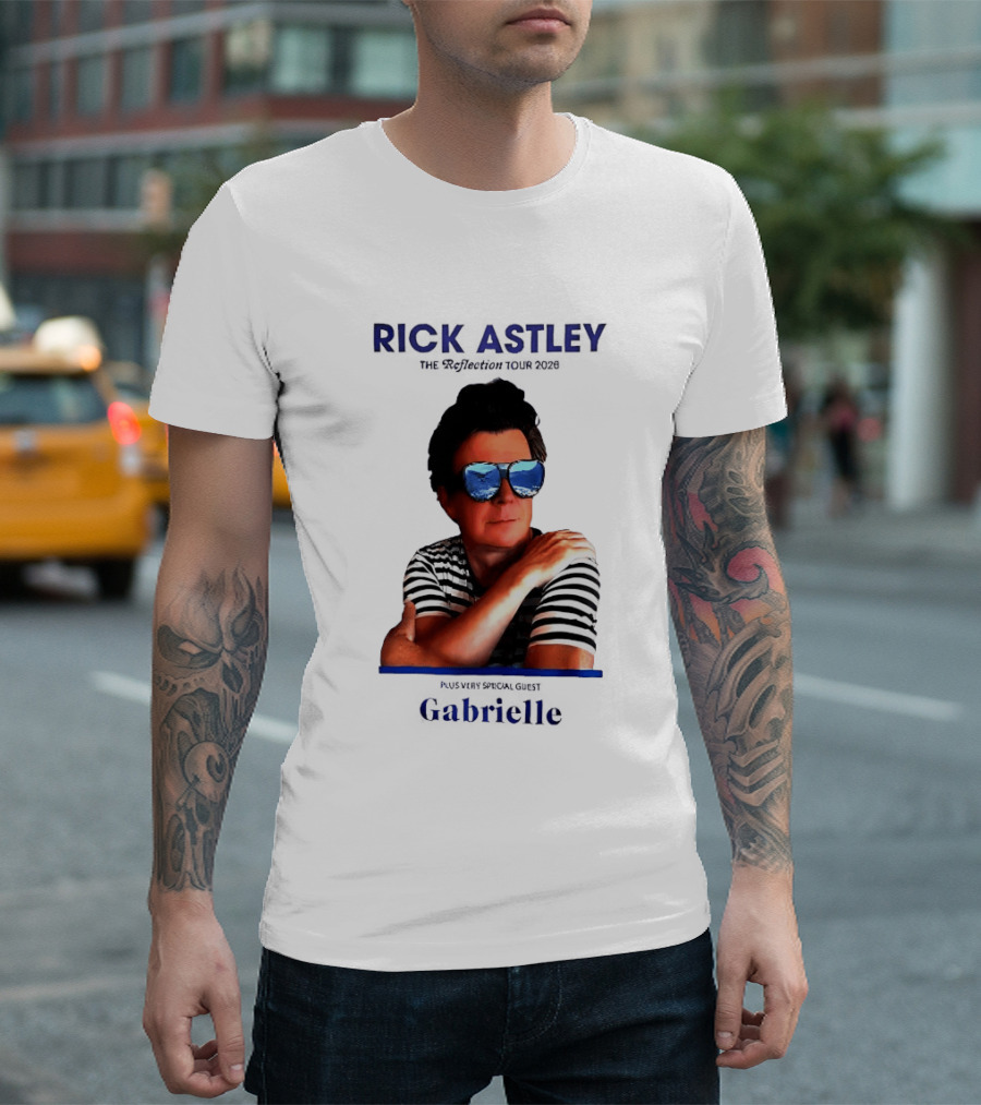 Rick Astley Tour 2026 Reflection Cool Shades Stripes T-Shirt