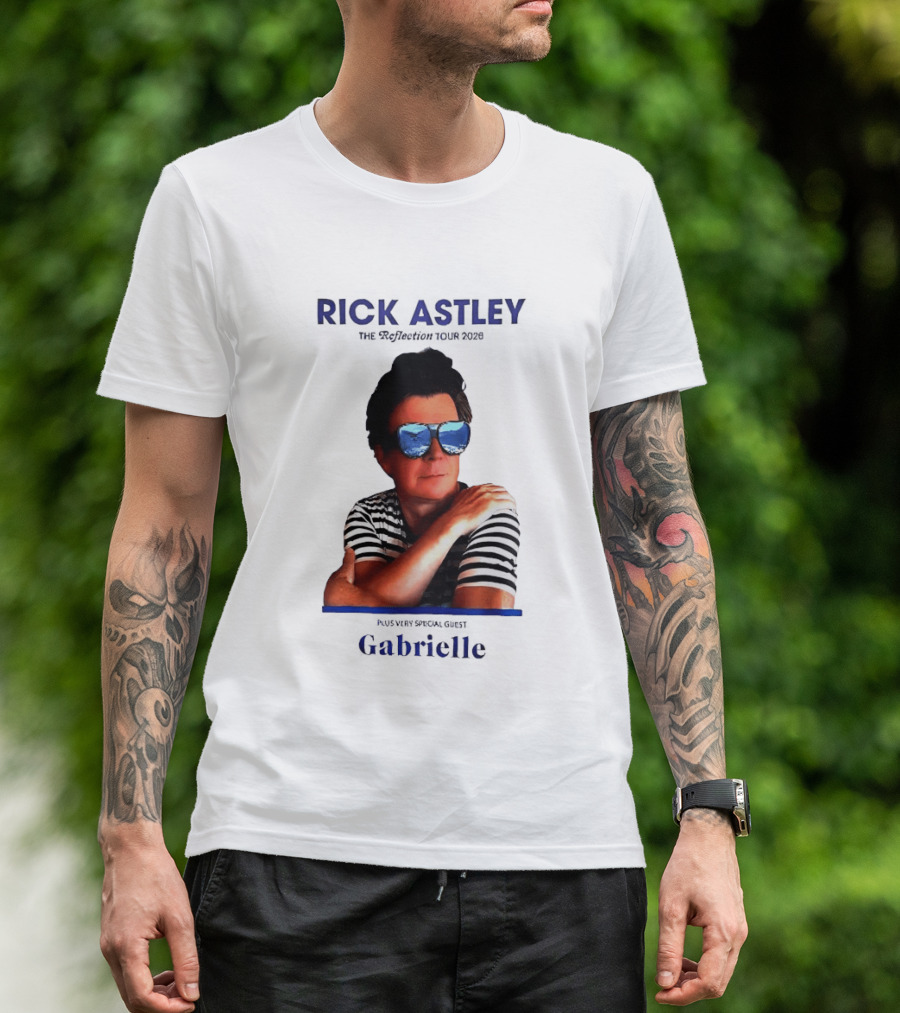 Rick Astley Tour 2026 Reflection Cool Shades Stripes T-Shirt