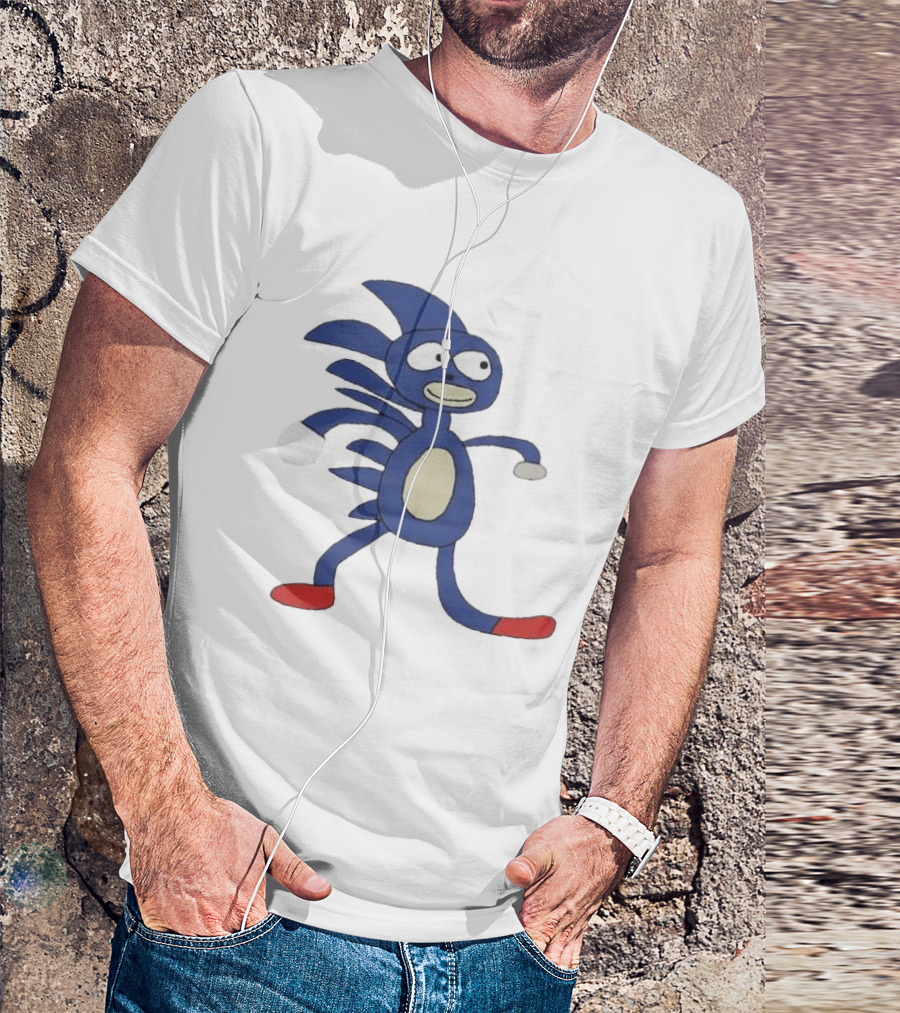 Sanic Meme Blue Hedgehog Parody Drawing T-Shirt
